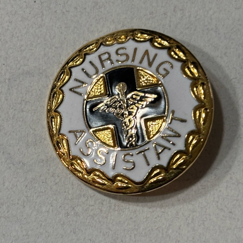 Nursing Assistant Enamel Pin - Gold & White 1977